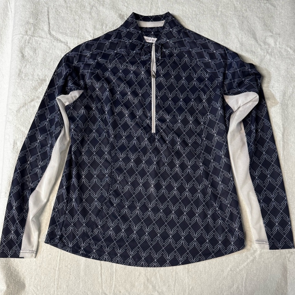 Womens Pebble Beach‎ Navy Geometric Quarter-Zip Sweater